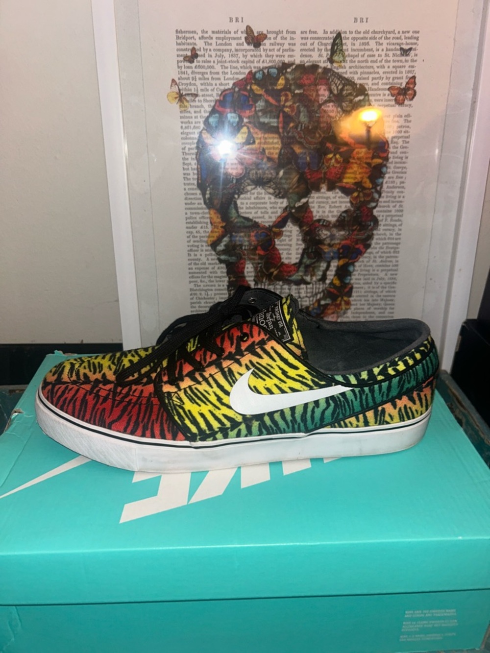 Nike Rainbow Zebra-Print Low Top Sneaker with White Swoosh